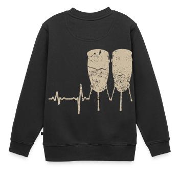Geschenk Heartbeat Trommel Bongo - Kinder Premium Organic Sweatshirt - Schwarz - Hinten - AI Model Kid Female (0cm)