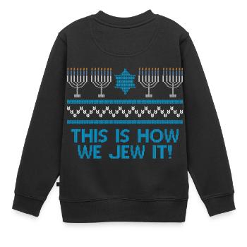 Laid Hanoukka, Hanoukka, fête des lumières, cadeau - Sweat Premium enfant bio - noir - Dos - AI Model Kid Female (0cm)