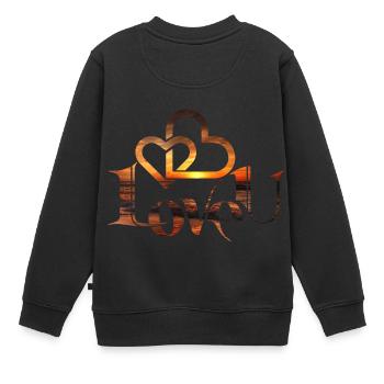 Liebe Logo Sonnenuntergang Pärchen romantisch - Kinder Premium Organic Sweatshirt - Schwarz - Hinten - AI Model Kid Female (0cm)
