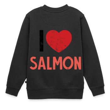 Angler - Angelsport - Lachs - Geschenk - Kinder Premium Organic Sweatshirt - Schwarz - Hinten - AI Model Kid Female (0cm)
