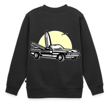 Muscle Car im Sonnenuntergang 01_dreifarbig - Kinder Premium Organic Sweatshirt - Schwarz - Hinten - AI Model Kid Female (0cm)