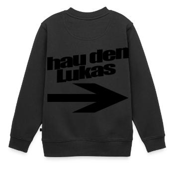 hau den lukas - Kinder Premium Organic Sweatshirt - Schwarz - Hinten - AI Model Kid Female (0cm)