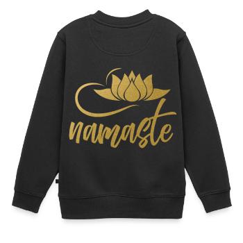 Namaste yoga lotus fleur esprit yoga conscience - Sweat Premium enfant bio - noir - Dos - AI Model Kid Female (0cm)