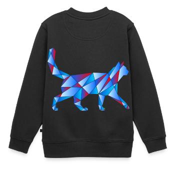 Chat bleu - Sweat Premium enfant bio - noir - Dos - AI Model Kid Female (0cm)