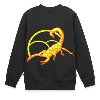 Giftiger gelber Skorpion droht mit seinem Stachel - Kinder Premium Organic Sweatshirt - Schwarz - Hinten - AI Model Kid Female (0cm)