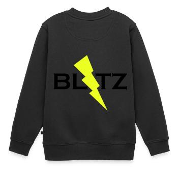 BLITZ - Kinder Premium Organic Sweatshirt - Schwarz - Hinten - AI Model Kid Female (0cm)