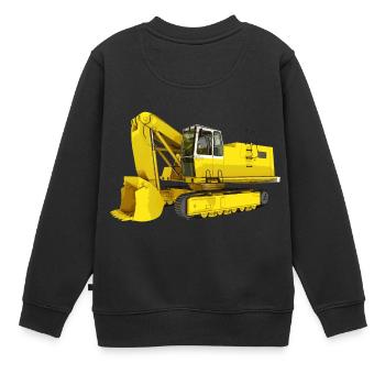Excavatrice jaune, pelle rétrocaveuse, industrie - Sweat Premium enfant bio - noir - Dos - AI Model Kid Female (0cm)