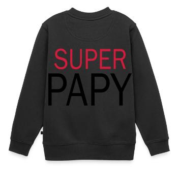 Super Papy - Tshirt Papy - Sweat Premium enfant bio - noir - Dos - AI Model Kid Female (0cm)