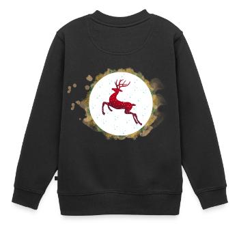 Weihnachtsrentier - Kinder Premium Organic Sweatshirt - Schwarz - Hinten - AI Model Kid Female (0cm)