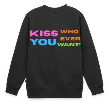 Fierté / CSD / LGBTQ+ Design « Kiss » - Sweat Premium enfant bio - noir - Dos - AI Model Kid Female (0cm)
