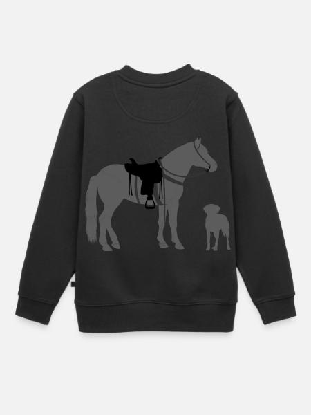 Hund und Pferd - Westernreiter - Kinder Premium Organic Sweatshirt - Schwarz
