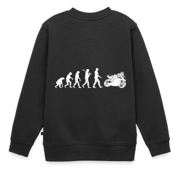 Motorrad Shirt · Evolution · Biker · Rennmaschine - Kinder Premium Organic Sweatshirt - Schwarz - Hinten - AI Model Kid Female (0cm)