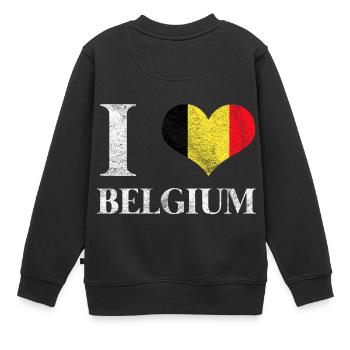drapeau belge drapeau belge cadeau belge - Sweat Premium enfant bio - noir - Dos - AI Model Kid Female (0cm)