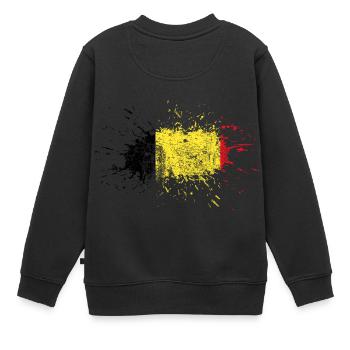 drapeau belge drapeau belge cadeau belge - Sweat Premium enfant bio - noir - Dos - AI Model Kid Female (0cm)