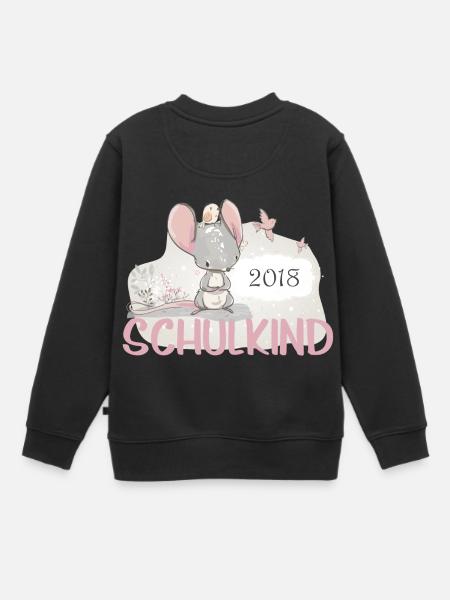 Skoleelev 2018 indskrivning mus pige - Premium børne sweatshirt økologisk - sort