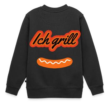 ich grill !!!! | Grillmeister - Kinder Premium Organic Sweatshirt - Schwarz - Hinten - AI Model Kid Female (0cm)