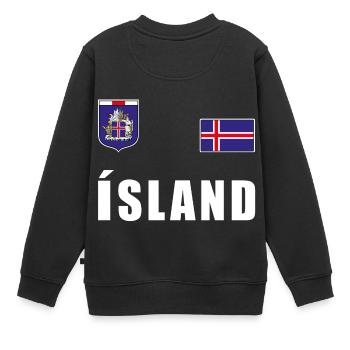 Maillot de football islandais T-shirt Jersey Fan Fan - Sweat Premium enfant bio - noir - Dos - AI Model Kid Female (0cm)