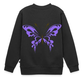 papillon violet avec des ampoules brun foncé - Sweat Premium enfant bio - noir - Dos - AI Model Kid Female (0cm)