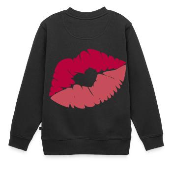 Kussmund mit Herz - Kinder Premium Organic Sweatshirt - Schwarz - Hinten - AI Model Kid Female (0cm)