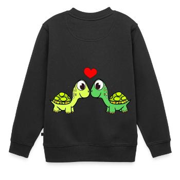 Schildkröten Turtles Love - Kinder Premium Organic Sweatshirt - Schwarz - Hinten - AI Model Kid Female (0cm)