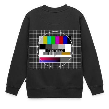 Test Image hors ligne Pause TV Test - Sweat Premium enfant bio - noir - Dos - AI Model Kid Female (0cm)