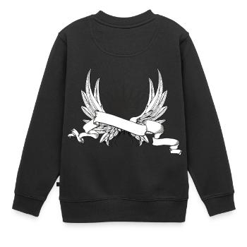 Fluegel mit Krone fuer eigenen Spruch - Kinder Premium Organic Sweatshirt - Schwarz - Hinten - AI Model Kid Female (0cm)