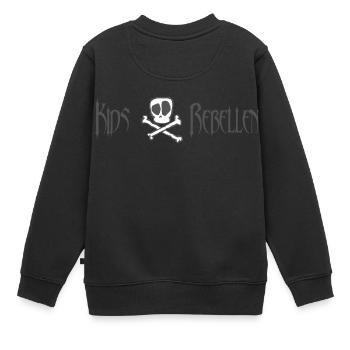 KidsRebellen lettering - Kids Premium Organic Sweatshirt - black - Back - AI Model Kid Female (0cm)