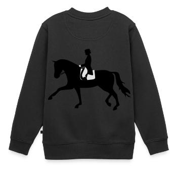 2541614 129634992 Dressurpferd - Kinder Premium Organic Sweatshirt - Schwarz - Hinten - AI Model Kid Female (0cm)