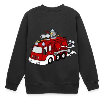 feu de pompier pompier pompier camion de pompier - Sweat Premium enfant bio - noir - Dos - AI Model Kid Female (0cm)