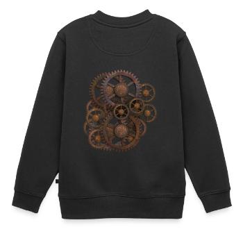 Zahnräder - Kinder Premium Organic Sweatshirt - Schwarz - Hinten - AI Model Kid Female (0cm)