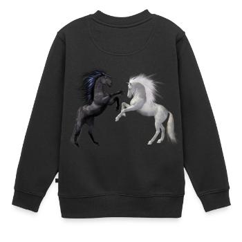 Pferde - Kinder Premium Organic Sweatshirt - Schwarz - Hinten - AI Model Kid Female (0cm)