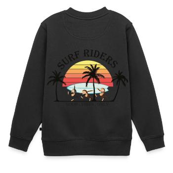Reiter Surfen - Kinder Premium Organic Sweatshirt - Schwarz - Hinten - AI Model Kid Female (0cm)