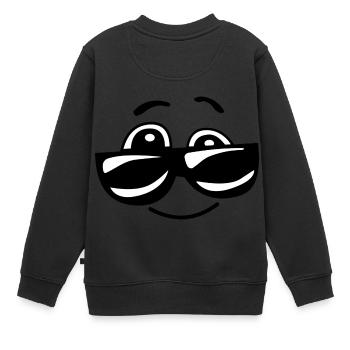 Smiley - Kinder Premium Organic Sweatshirt - Schwarz - Hinten - AI Model Kid Female (0cm)