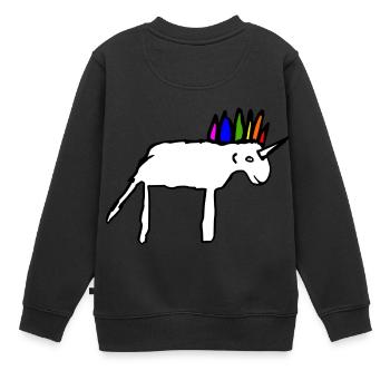 Belle licorne griffonné - Sweat Premium enfant bio - noir - Dos - AI Model Kid Female (0cm)