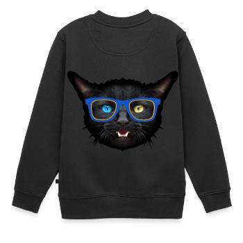 chat animal lulnette vairons fantaisie 402 - Sweat Premium enfant bio - noir - Dos - AI Model Kid Female (0cm)