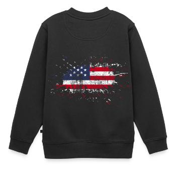 Geschenk USA Flagge amerikanische Fahne Amerika - Kinder Premium Organic Sweatshirt - Schwarz - Hinten - AI Model Kid Female (0cm)