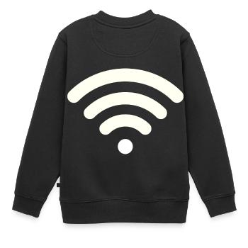 Wifi Weiß - Kinder Premium Organic Sweatshirt - Schwarz - Hinten - AI Model Kid Female (0cm)