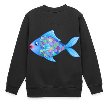 Les poissons gras - Sweat Premium enfant bio - noir - Dos - AI Model Kid Female (0cm)