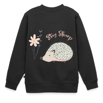 Igel | Igel - Kinder Premium Organic Sweatshirt - Schwarz - Hinten - AI Model Kid Female (0cm)