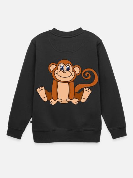 Affe - Kinder Premium Organic Sweatshirt - Schwarz