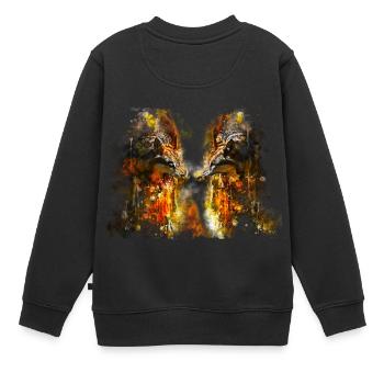 gxp woelfe hassen montag splatter watercolor - Kinder Premium Organic Sweatshirt - Schwarz - Hinten - AI Model Kid Female (0cm)