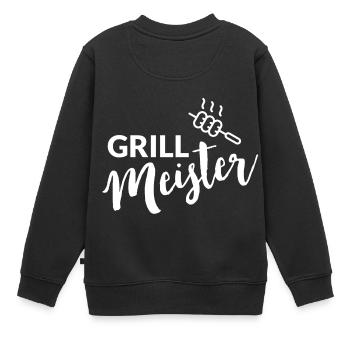 Grillmeister mit Grillzange - Kinder Premium Organic Sweatshirt - Schwarz - Hinten - AI Model Kid Female (0cm)
