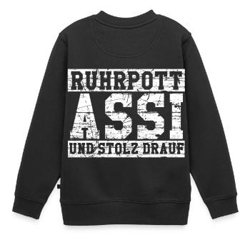 Ruhrpott Assi - und stolz drauf - Kinder Premium Organic Sweatshirt - Schwarz - Hinten - AI Model Kid Female (0cm)