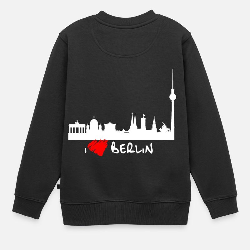 I love Berlin - Kinder Premium Organic Sweatshirt - Schwarz