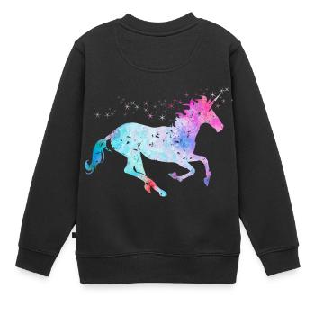 Licorne avec paillettes - Sweat Premium enfant bio - noir - Dos - AI Model Kid Female (0cm)