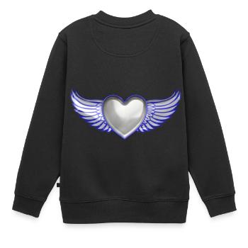 Les ailes du coeur d'argent - Sweat Premium enfant bio - noir - Dos - AI Model Kid Female (0cm)