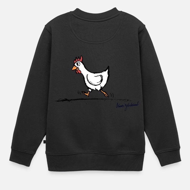 Huhn Berta - Kinder Premium Organic Sweatshirt - Schwarz
