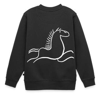 Wilder Gaul als Höhlenmalerei in der Steinzeit - Kinder Premium Organic Sweatshirt - Schwarz - Hinten - AI Model Kid Female (0cm)