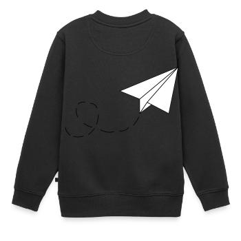 PAPIERFLIEGER - Kinder Premium Organic Sweatshirt - Schwarz - Hinten - AI Model Kid Female (0cm)