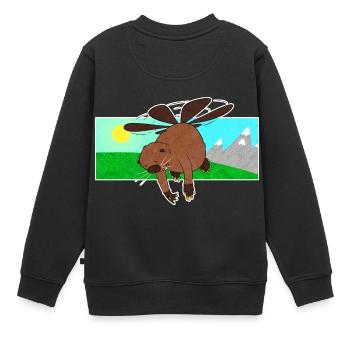 Flying Beaver - Kinder Premium Organic Sweatshirt - Schwarz - Hinten - AI Model Kid Female (0cm)